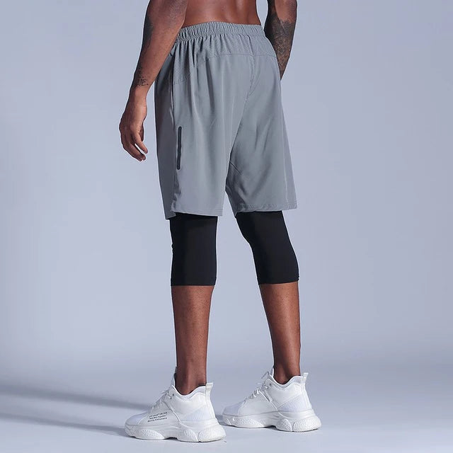 2 in 1 Compression Pants Mens basketball shorts Leggings sport Running Shorts High Elastic Dry Fit Training Tights Jogging Pants