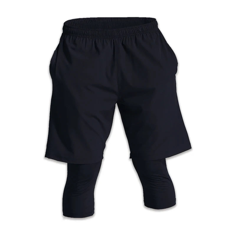 2 in 1 Compression Pants Mens basketball shorts Leggings sport Running Shorts High Elastic Dry Fit Training Tights Jogging Pants