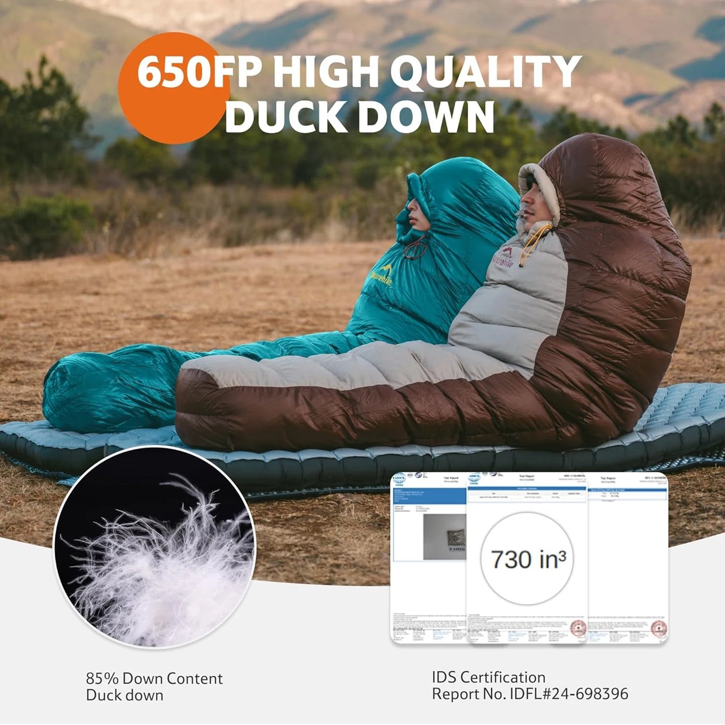 Naturehike Snowbird Sleeping Bag Duck Down 650FP Mummy Sleeping Bag for Adults Cold Weather for Outdoor Hiking Travel Ultralight
