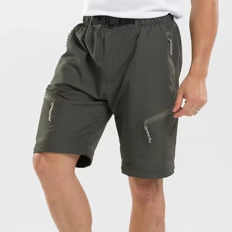 Men Women Quick Dry Hiking Pants Zipper Pockets Outdoor Casual Pants Summer Detachable Leg Long Trousers for Camping and Fishing