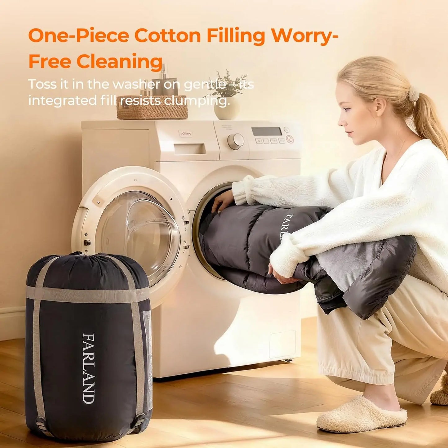 Sleeping Bag for Adults, Cold Weather & Warm Plush Fleece-Lined Interior - Portable Waterproof