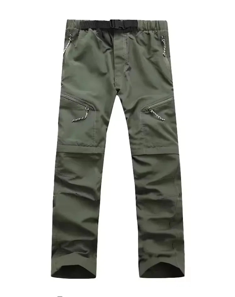 Men Women Quick Dry Hiking Pants Zipper Pockets Outdoor Casual Pants Summer Detachable Leg Long Trousers for Camping and Fishing