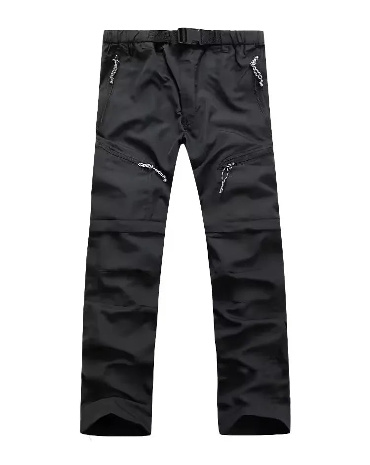 Men Women Quick Dry Hiking Pants Zipper Pockets Outdoor Casual Pants Summer Detachable Leg Long Trousers for Camping and Fishing