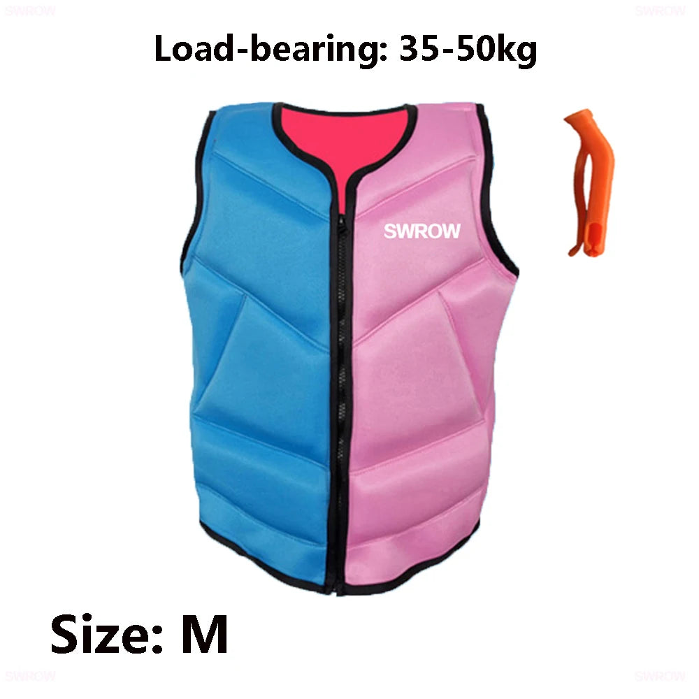 SWROW Neoprene Lifejacket Adult Swimming Floating Jacket Men and Women Portable Fishing Surfing Kayak Water Sports Lifejacket