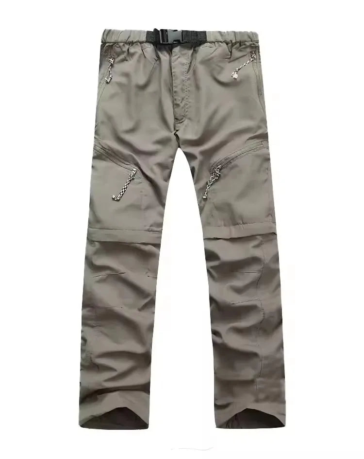 Men Women Quick Dry Hiking Pants Zipper Pockets Outdoor Casual Pants Summer Detachable Leg Long Trousers for Camping and Fishing