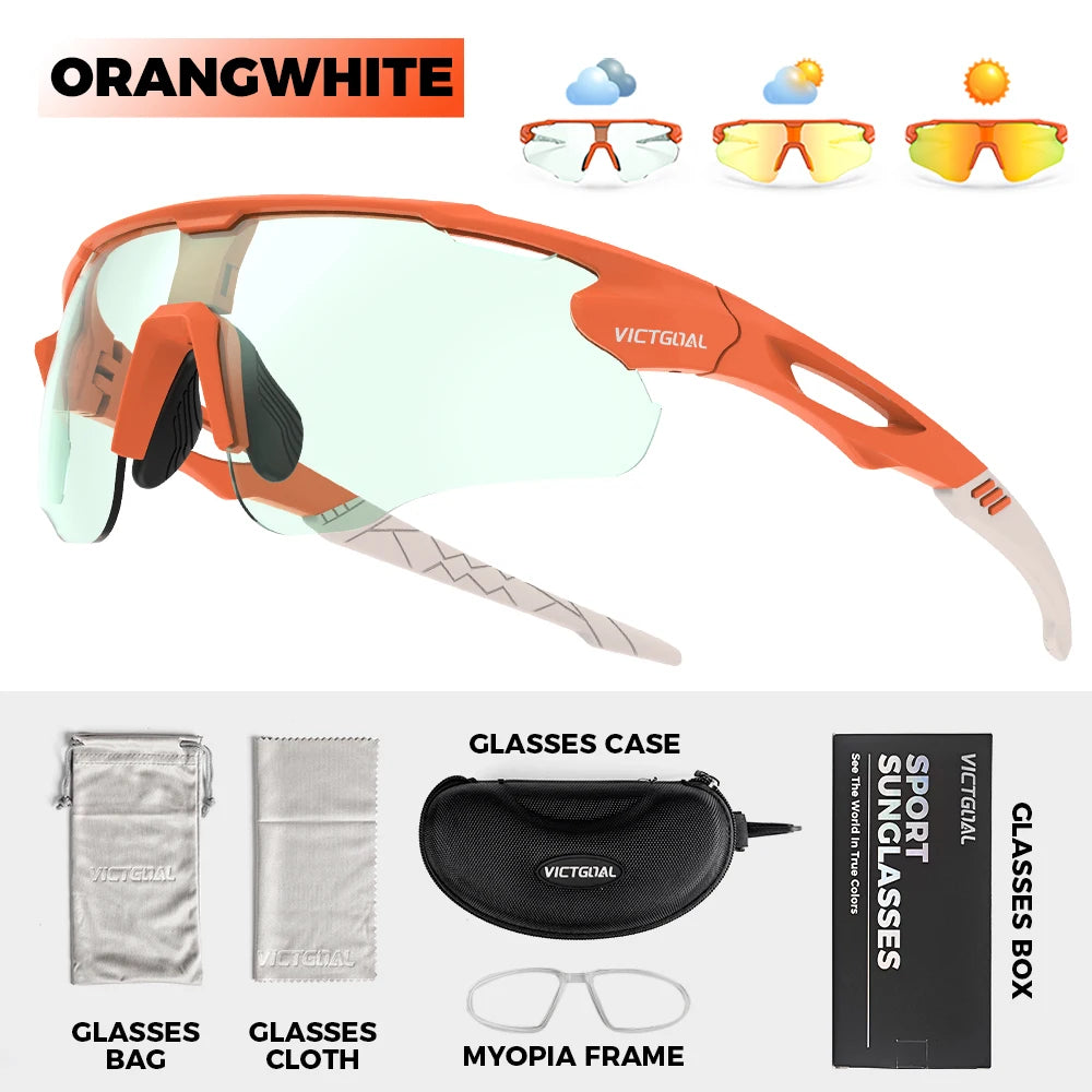 VICTGOAL Photochromic Cycling Sunglasses for Men Women Sports UV400 Protection Bicycle Eyewear MTB Mountain Road Bike Eyeglass