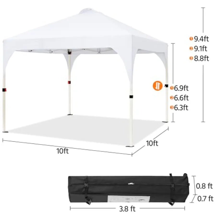 Pop Up Canopy Tent for Parties Beach Outdoor Use, Polyester Fabric, Beige, Instant Setup with Vent Wheeled Bag, Includes 4 Sand