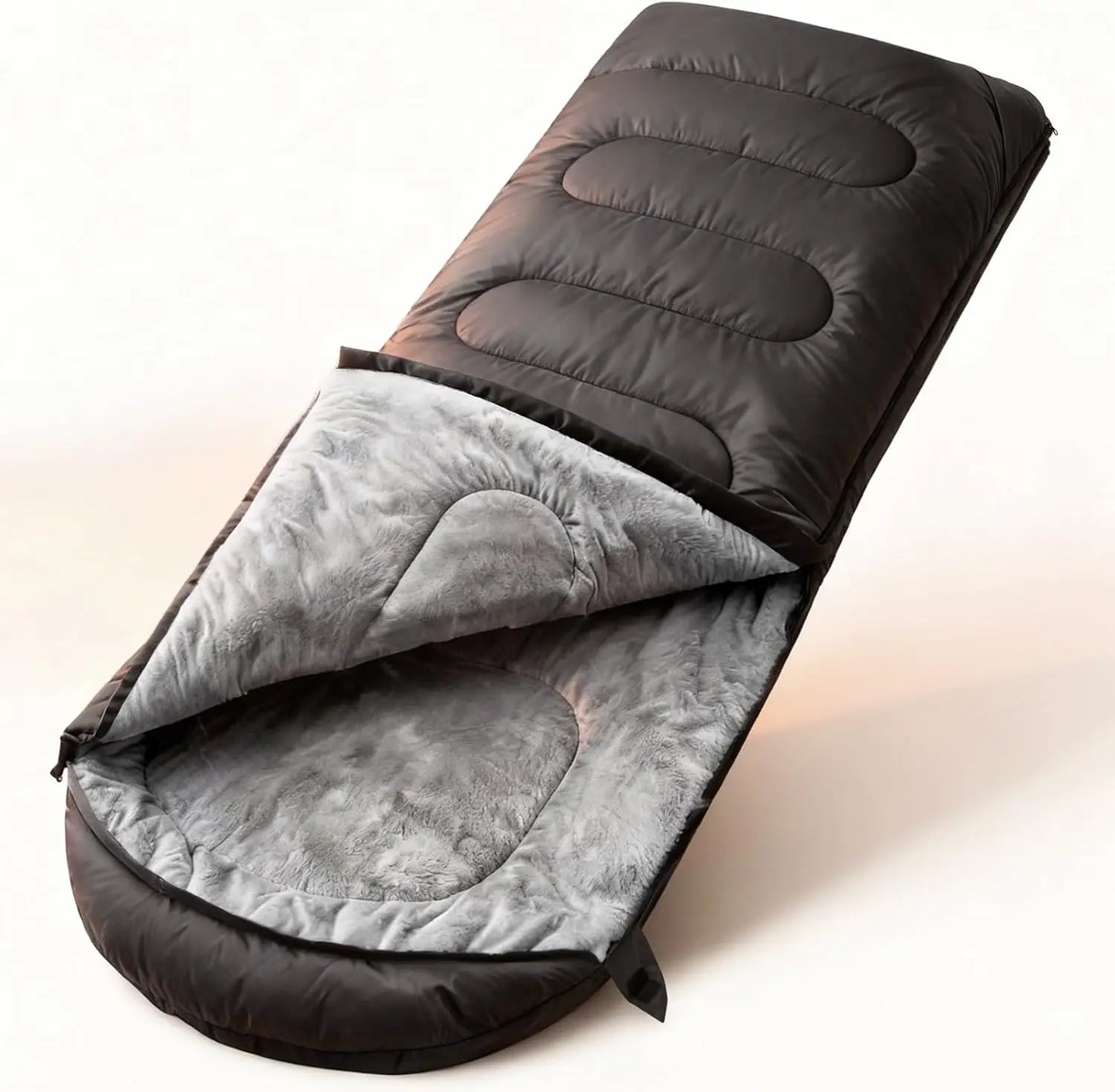 Sleeping Bag for Adults, Cold Weather & Warm Plush Fleece-Lined Interior - Portable Waterproof