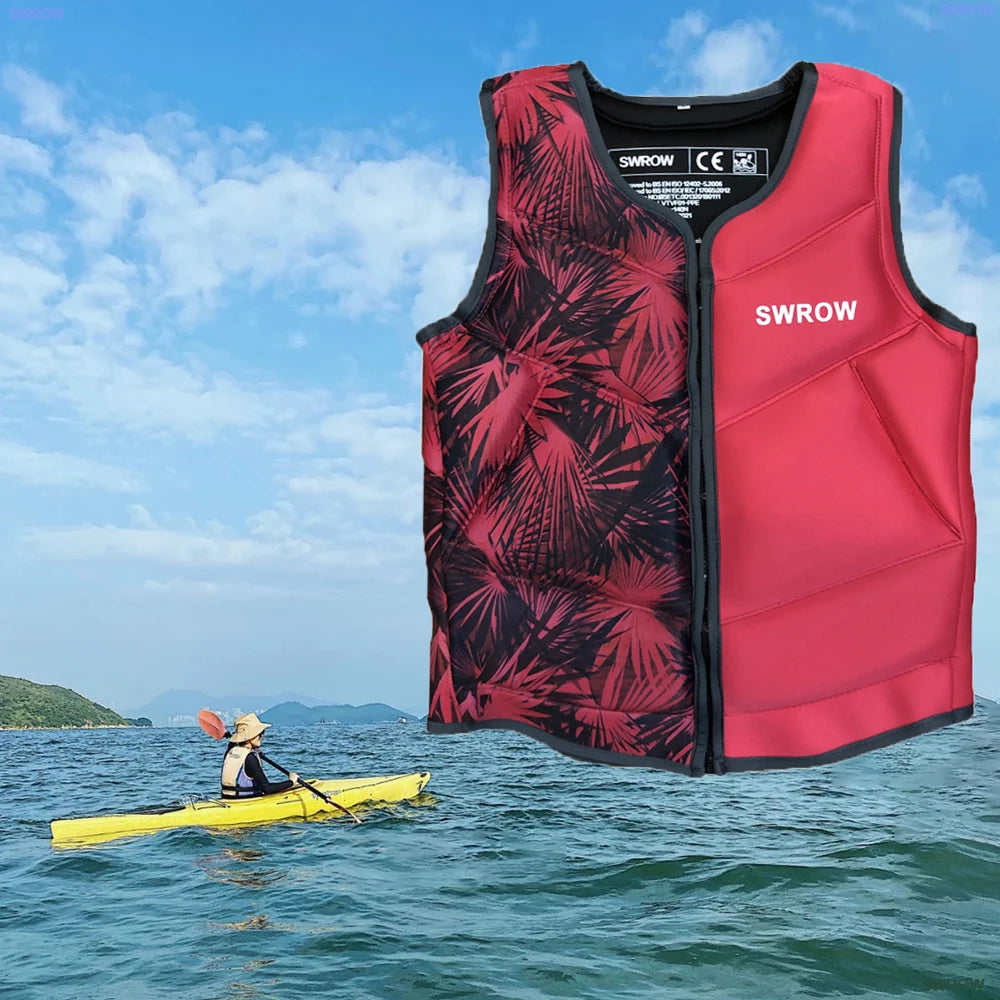 SWROW Neoprene Lifejacket Adult Swimming Floating Jacket Men and Women Portable Fishing Surfing Kayak Water Sports Lifejacket
