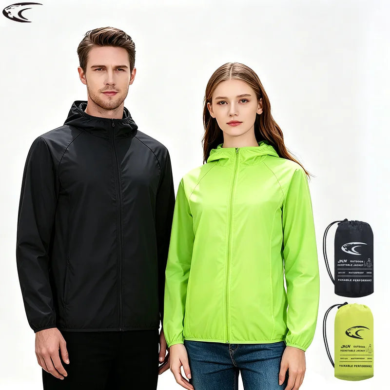 LNGXO Men's Women's Waterproof Hiking Jackets Quick Dry Sun Protective Windbreaker Unisex Camping Climbing Outdoor Rain Coat