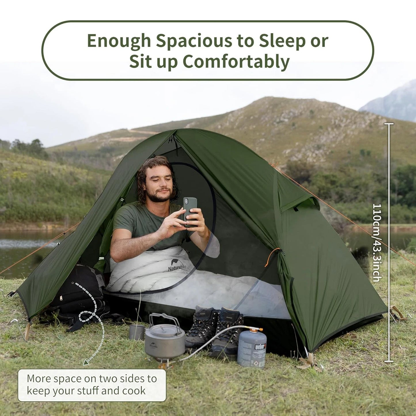 Naturehike Cycling Tent 1 Person Portable Ultralight Backpacking Trekking Tent Waterproof Double Layer Camping Tent