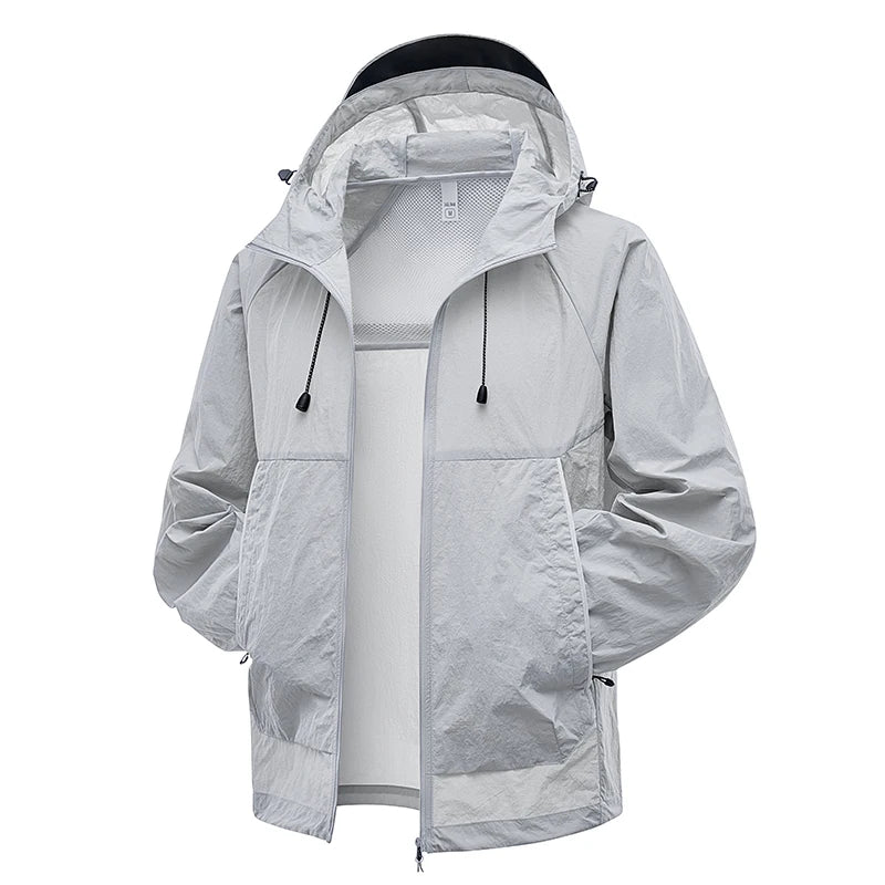 EUMERGX Men's Women's Trekking Windbreaker Summer Sun Protection Waterproof Lightweight Jacket Fishing Climbing Hiking Coat