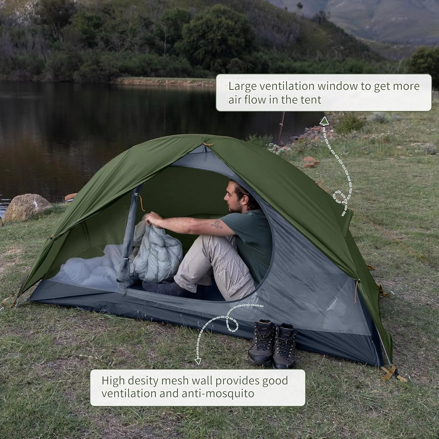 Naturehike Cycling Tent 1 Person Portable Ultralight Backpacking Trekking Tent Waterproof Double Layer Camping Tent
