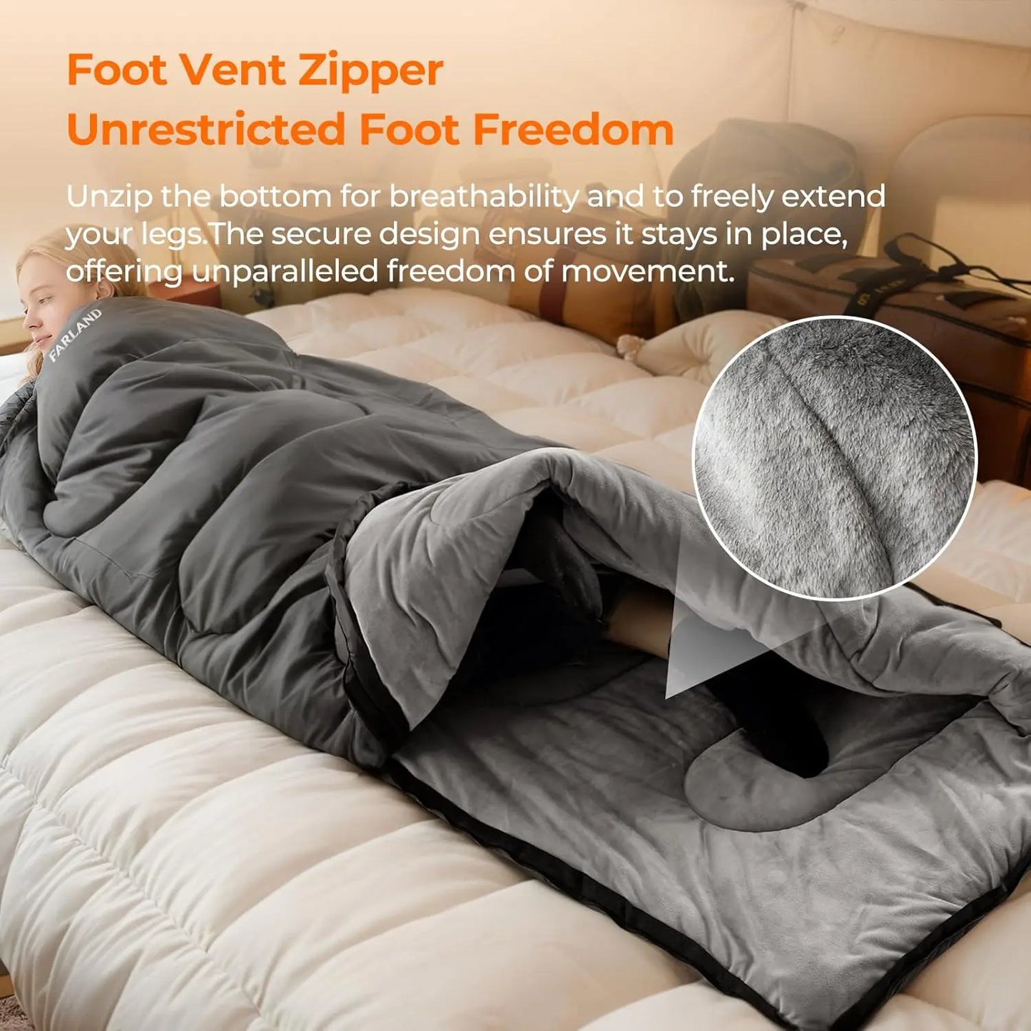 Sleeping Bag for Adults, Cold Weather & Warm Plush Fleece-Lined Interior - Portable Waterproof