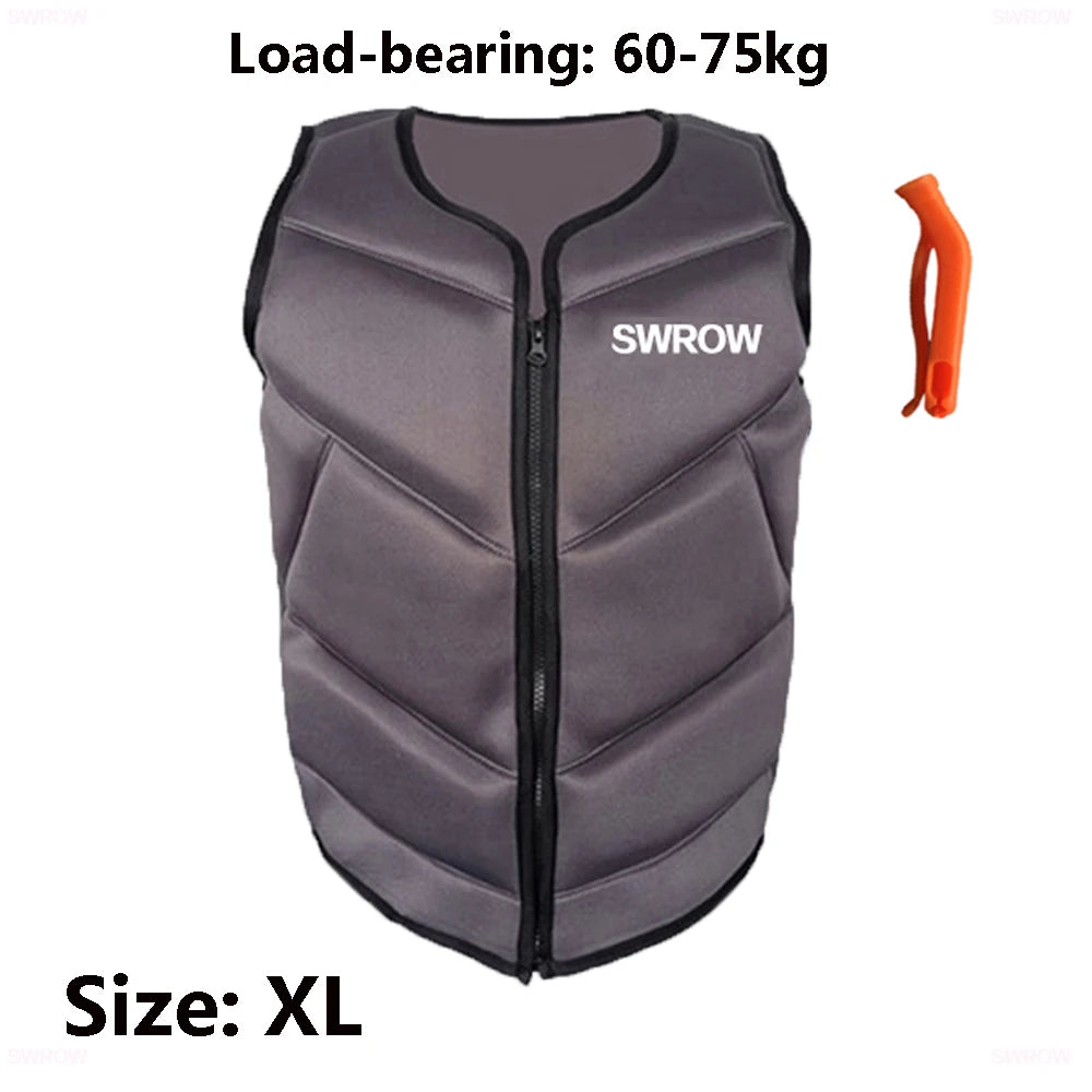 SWROW Neoprene Lifejacket Adult Swimming Floating Jacket Men and Women Portable Fishing Surfing Kayak Water Sports Lifejacket