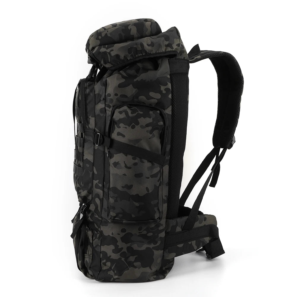 80L Mountaineering Backpack 600D Oxford Cloth Trekking Backpack Wear- Mountain Climbing Rucksack Travel Accessories