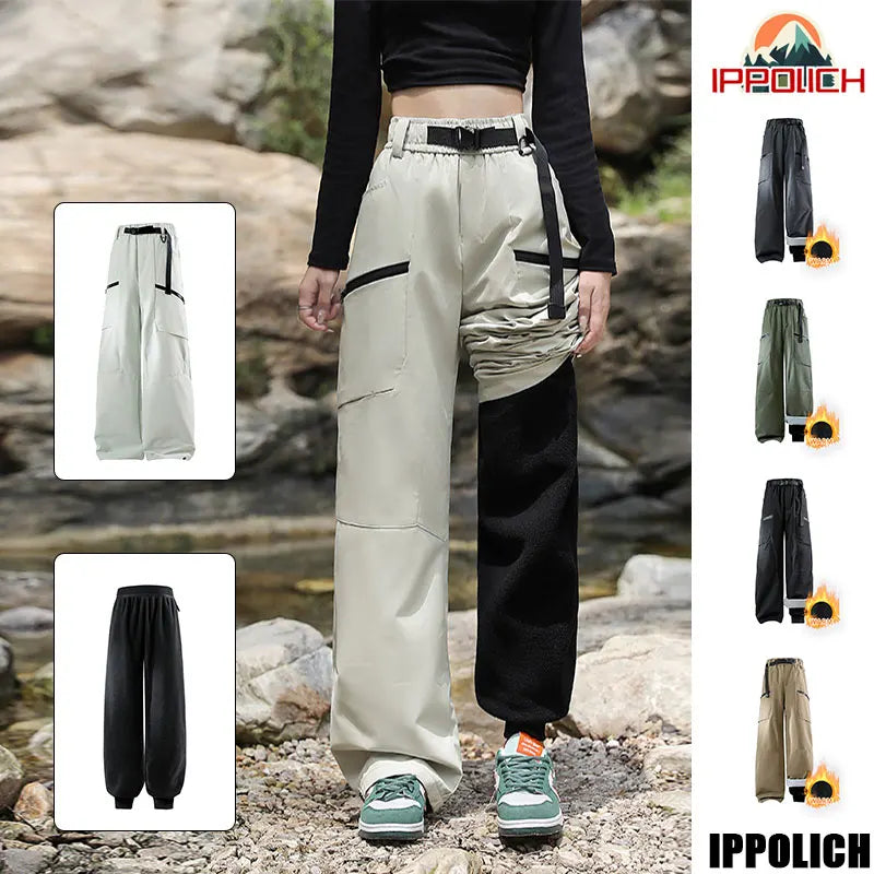 Winter Hiking Pants Women Outdoor 3 In 1 Removable Trousers Waterproof Windproof Fleece Soft Shell Trekking Camping Skiing Pants