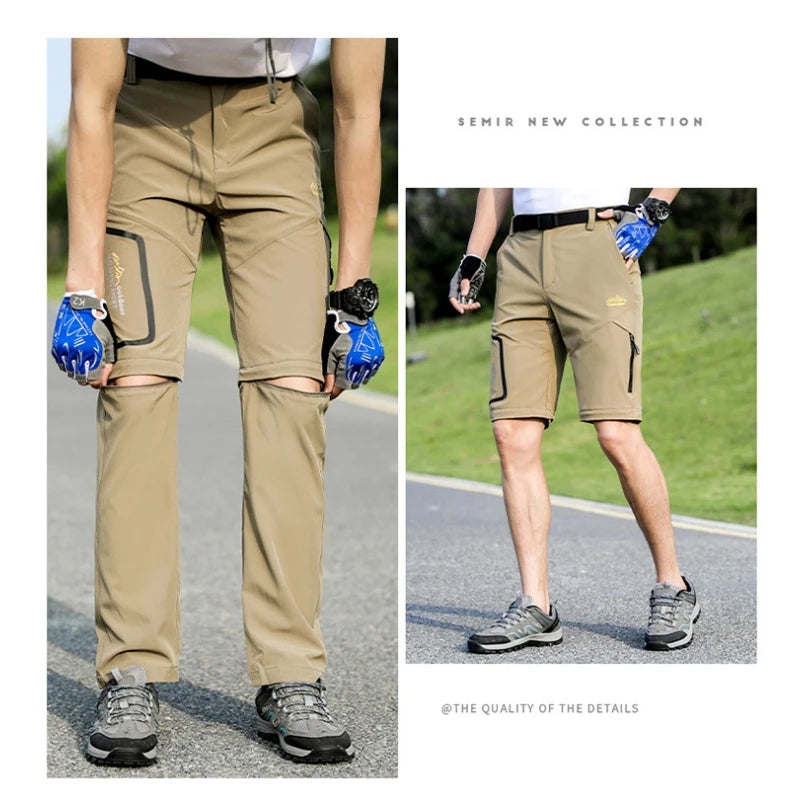 UETEEY Men Women Spring Hiking Pants Camping Trekking Trousers Quick Dry Breathable Outdoor Detachable Two Sections Couple Pants