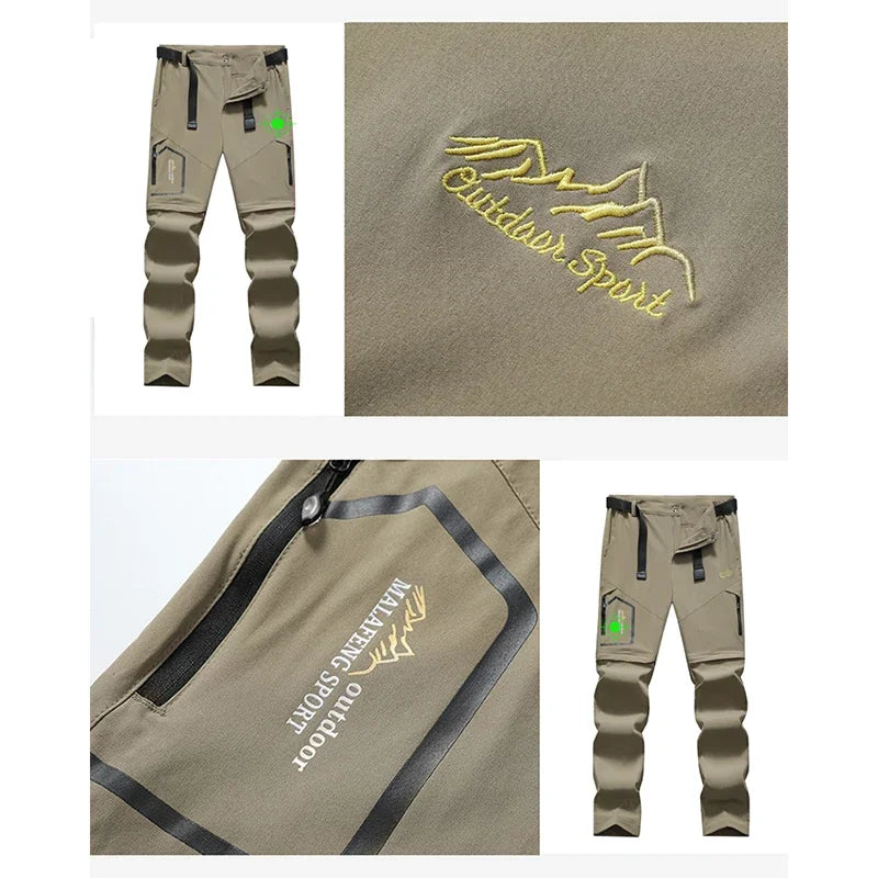 UETEEY Men Women Spring Hiking Pants Camping Trekking Trousers Quick Dry Breathable Outdoor Detachable Two Sections Couple Pants